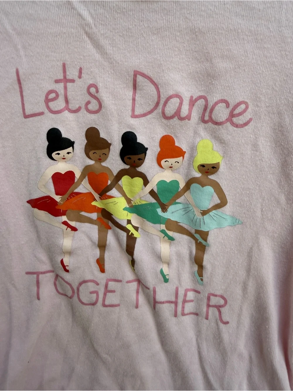 Old Navy 4T Girls Let’s Dance Together Short Sleeve Pink Ballerina Tee Shirt Top